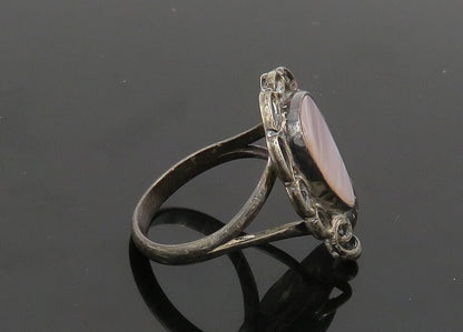 LOWELL DRAPER NAVAJO 925 Silver  Vintage Mother Of Pearl Ring Sz 8  RG20354