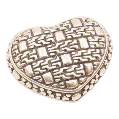 925 Sterling Silver  Vintage Square Cobbled Detail Love Heart Pendant  PT21223