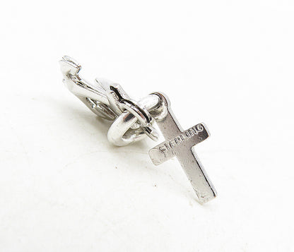 925 Sterling Silver  Shiny Love Heart Religious Cross Anchor Pendant  PT6764