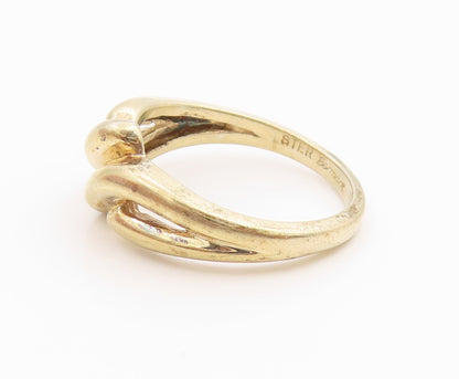 925 Sterling Silver Vintage Ring Gold Plated BERMARK Elegant Knot Sz 6.5 RG35514