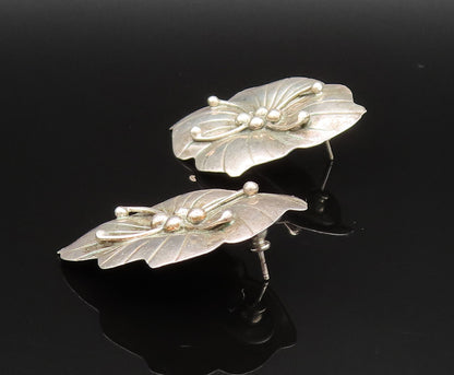 CAROL FELLEY 925 Silver  Vintage Beaded Etched Floral Drop Earrings  EG11962
