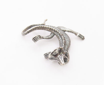 925 Sterling Silver Vintage Frilled Neck Lizard Animal Motif Pendant PT18160