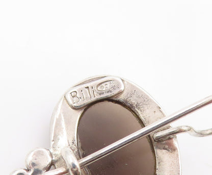 925 Sterling Silver Vintage Earrings Classic Faceted Smoky Quartz Drop  EG14276