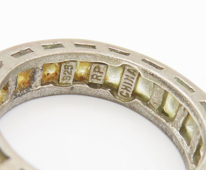 925 Sterling Silver Vintage Ring Minimalist Inlay Topaz 360 Band Sz 9  RG27821