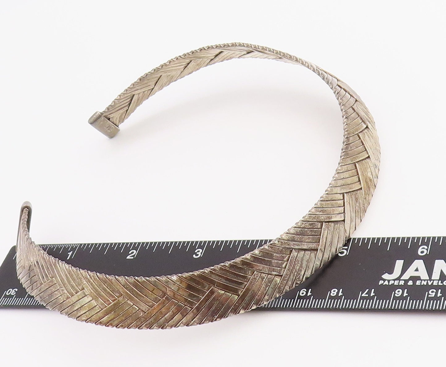 925 Sterling Silver Vintage Necklace OFIESH Modernist Wide Woven Choker  NE4785