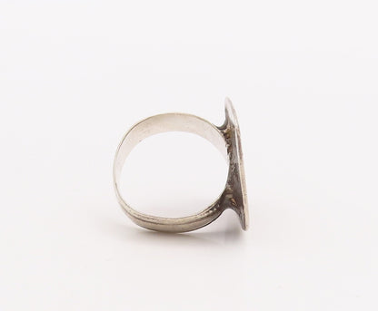 925 Sterling Silver Vintage Ring Solid Etched Square Design  Sz 8  RG28954
