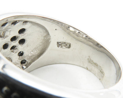925 Sterling Silver  Cubic Zirconia & Black Hematite Band Ring Sz 6  RG11824
