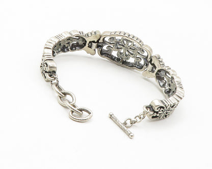 CAROLYN POLLACK RELIOS 925 Sterling Silver Vintage Floral Chain Bracelet  BT5561