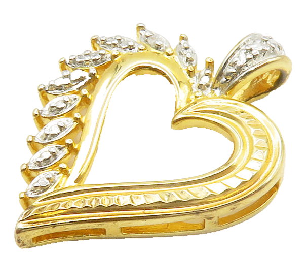925 Sterling Silver  Genuine Diamond Gold Plated Love Heart Pendant  PT11392