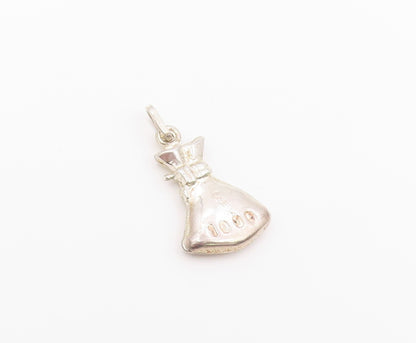 925 Sterling Silver Vintage Pendant Classic $1000 Stacked Money Bag  PT26442