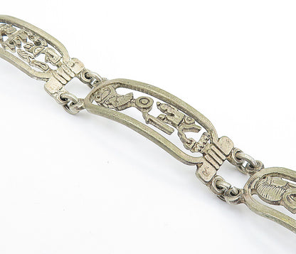 925 Silver Vintage Antique Hieroglyphics Cartouche Chain Bracelet BT2109