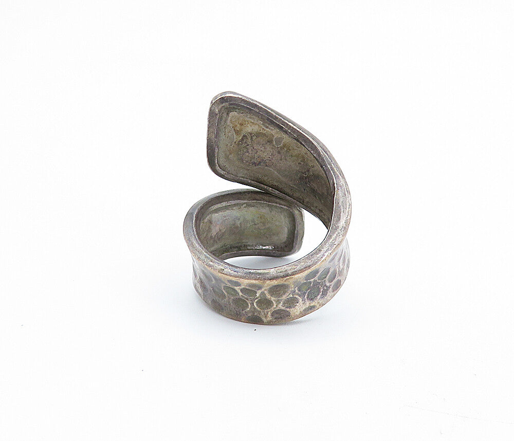 925 Sterling Silver  Vintage Antique Hammered Bypass Band Ring Sz 5.5  RG6697