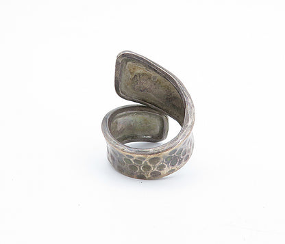 925 Sterling Silver  Vintage Antique Hammered Bypass Band Ring Sz 5.5  RG6697