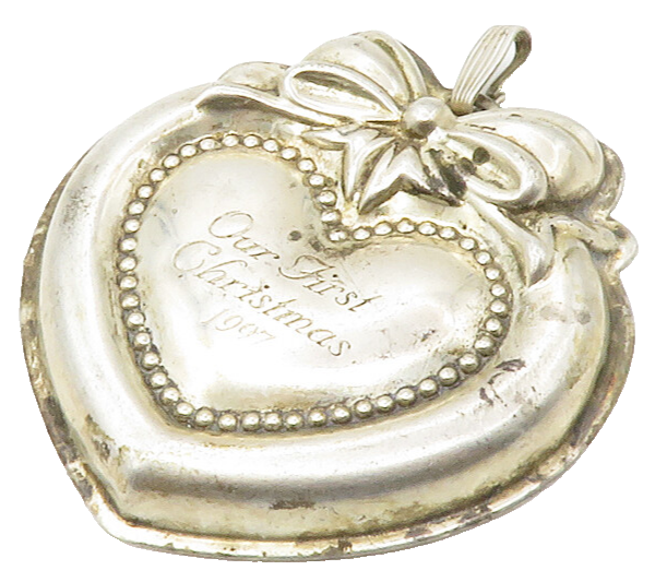 REED & BARTON 925 Silver  Vintage First Christmas Love Heart Pendant  PT11222