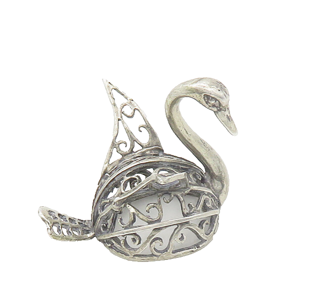 925 Sterling Silver  Vintage Shiny Swirl Pattern Swan Table Trinket  TR2638