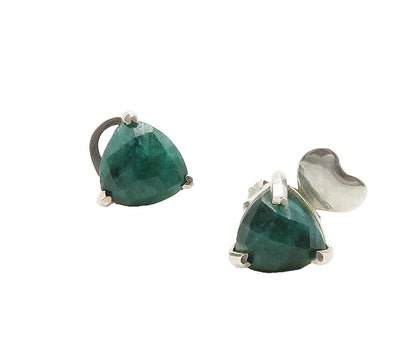 925 Sterling Silver  Prong Set Faceted Jade Shiny Stud Earrings  EG8219