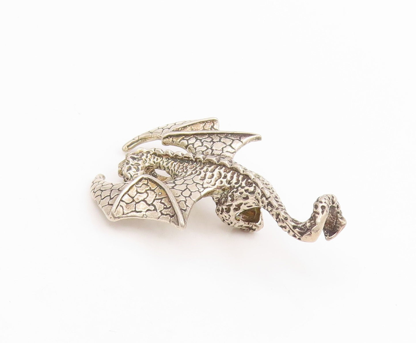 925 Sterling Silver Vintage Pendant Intricate Mythical Flying Dragon  PT25770
