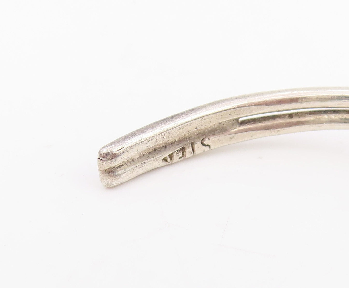 925 Sterling Silver Vintage Bracelet Oval Cabochon Agate Modernist Cuff  BT11508