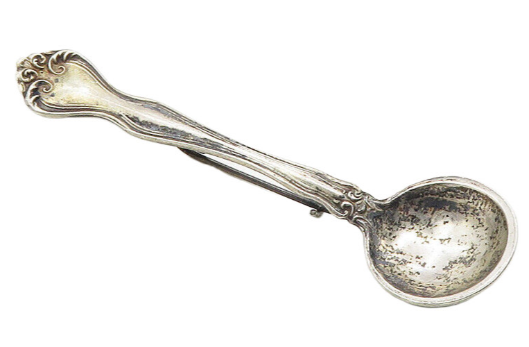 925 Sterling Silver  Vintage Antique Petite Swirl Spoon Brooch Pin  BP3709