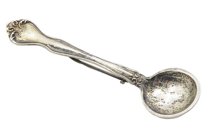 925 Sterling Silver  Vintage Antique Petite Swirl Spoon Brooch Pin  BP3709