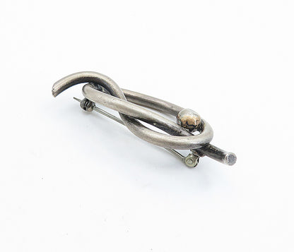 925 Sterling Silver  Vintage Dark Tone Pretzel Knot Design Brooch Pin  BP2117