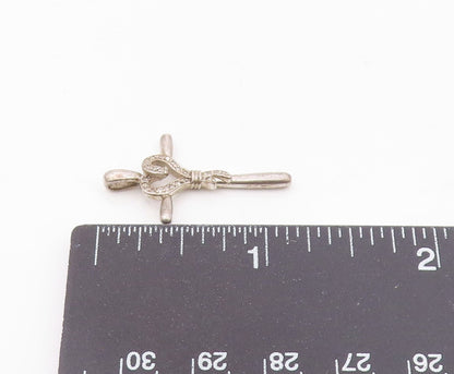 925 Sterling Silver  Vintage Genuine Diamonds Heart Cross Pendant  PT17912