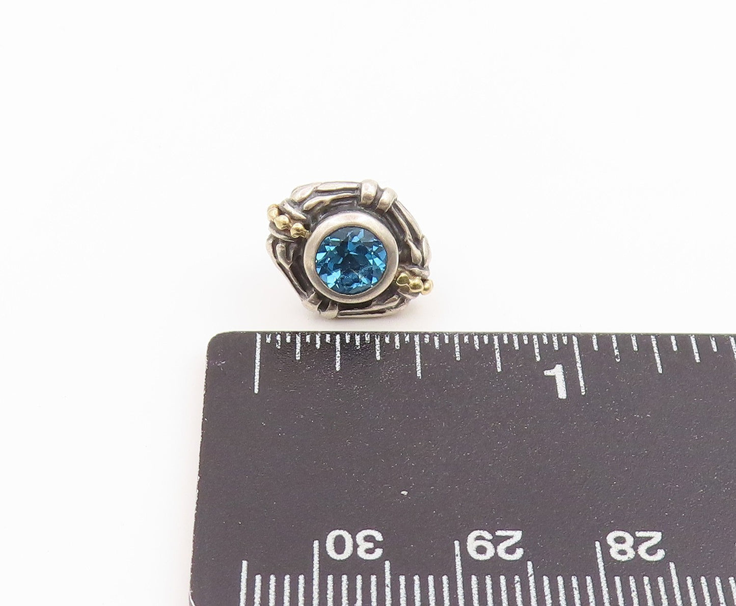 14K Gold & 925 Sterling Silver Vintage Earrings LAGOS CAVIAR Gemstone  EG14301