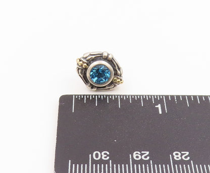 14K Gold & 925 Sterling Silver Vintage Earrings LAGOS CAVIAR Gemstone  EG14301