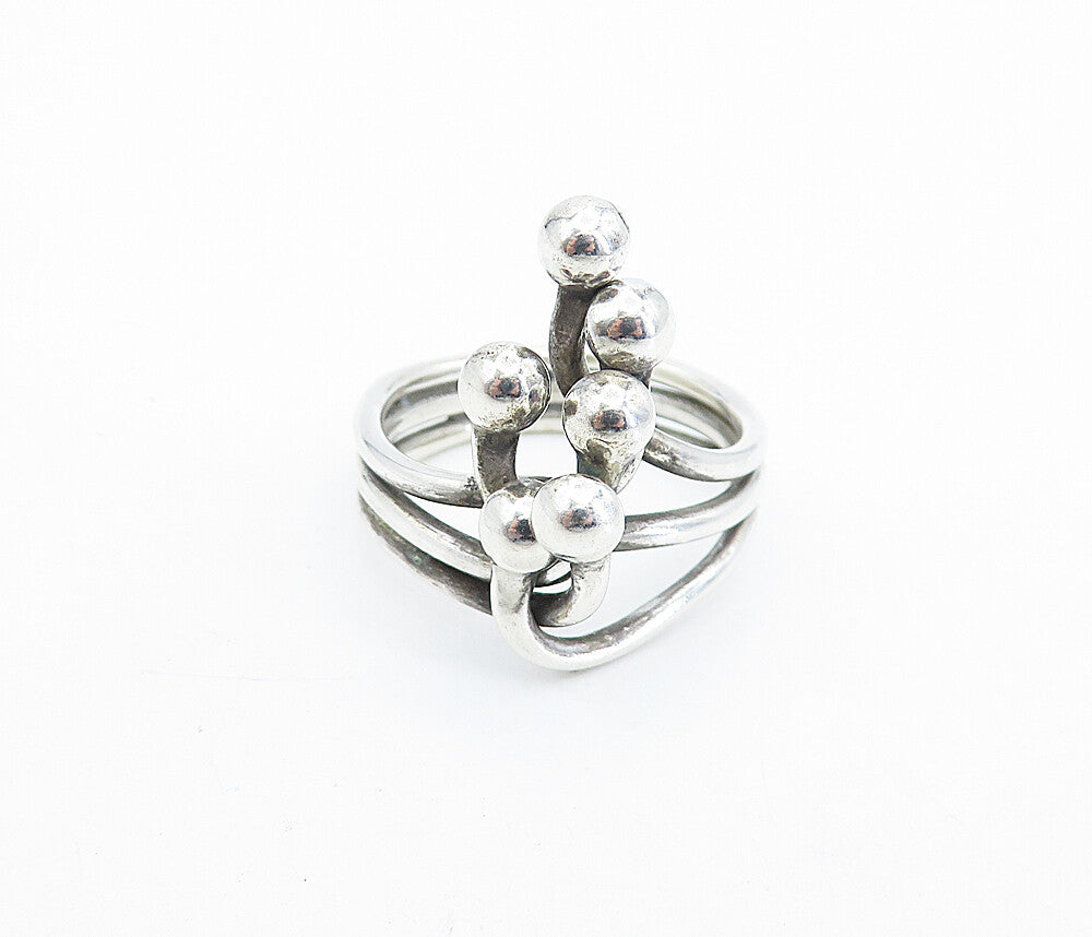 925 Sterling Silver  Vintage Shiny Grape Vine Motif Band Ring Sz 8.5  RG6245