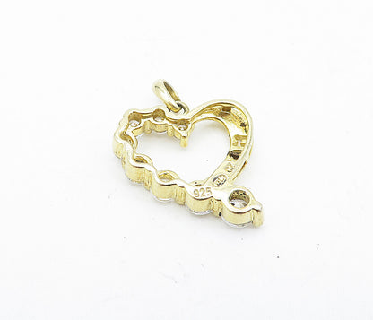 925 Sterling Silver  Graduated Cubic Zirconia Mom Love Heart Pendant  PT3306