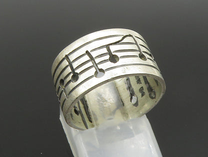 925 Sterling Silver  Vintage Open Musical Notes Band Ring Sz 7  RG24629
