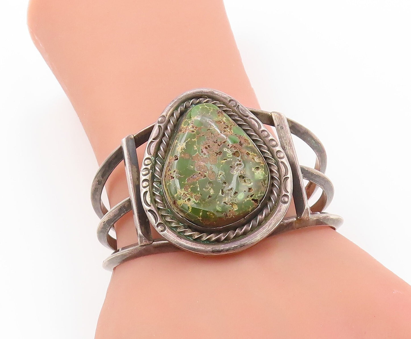 925 Sterling Silver Vintage Bracelet NAVAJO ZUNI Royston Turquoise  BT11032