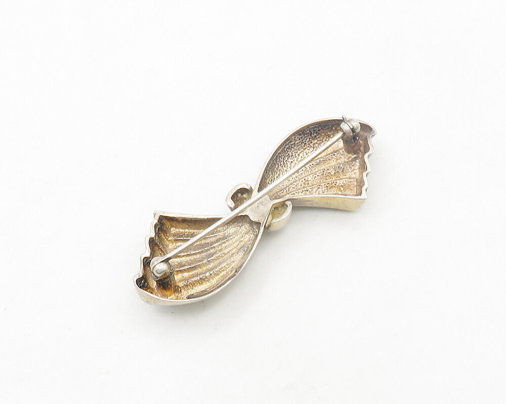CHARLES KRYPELL 925 Sterling Silver  Vintage Ribbon Bow Tie Brooch Pin  BP7626