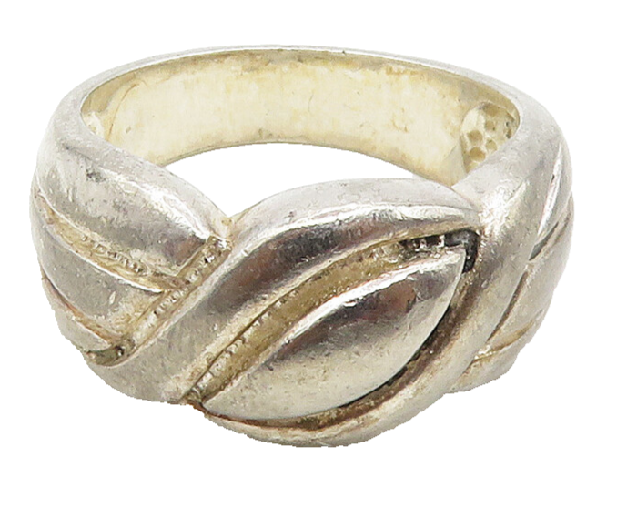 925 Sterling Silver  Vintage Dark Tone Shiny Smooth Band Ring Sz 6  RG15561