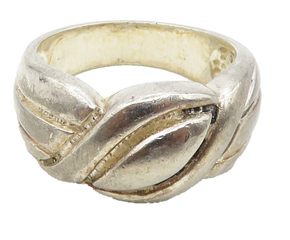 925 Sterling Silver  Vintage Dark Tone Shiny Smooth Band Ring Sz 6  RG15561