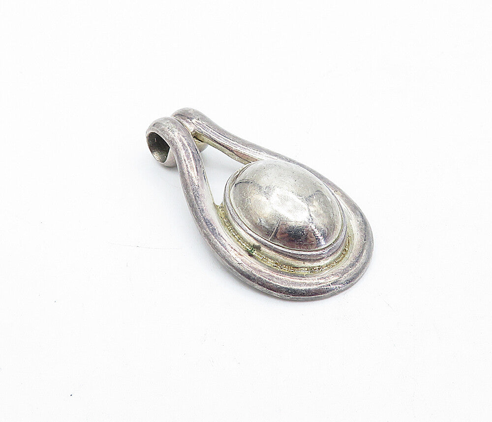 925 Sterling Silver  Vintage Dark Tone Smooth Dome Slide Pendant   PT3058