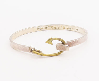 925 Sterling Silver Vintage Bracelet Solid Anchor Hook Lock  BT10680