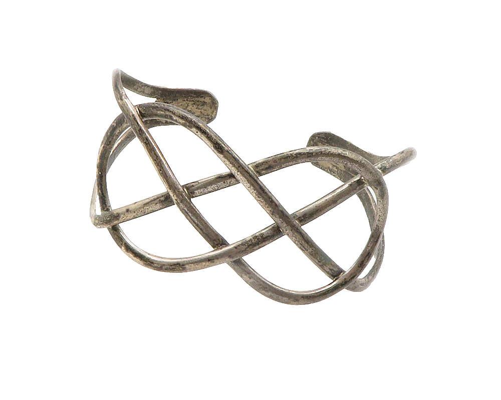 925 Sterling Silver  Vintage Dark Tone Interlaced Design Cuff Bracelet  BT5576