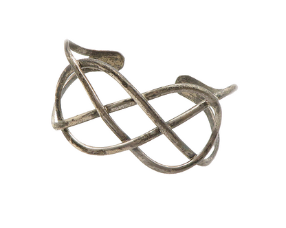 925 Sterling Silver  Vintage Dark Tone Interlaced Design Cuff Bracelet  BT5576