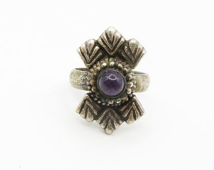 925 Sterling Silver  Vintage Cabochon Amethyst Cocktail Ring Sz 7.5  RG14698