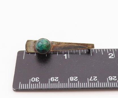 ISRAEL 925 Silver  Vintage Minimalist Cabochon Chrysocolla Tie Clip  TR3460