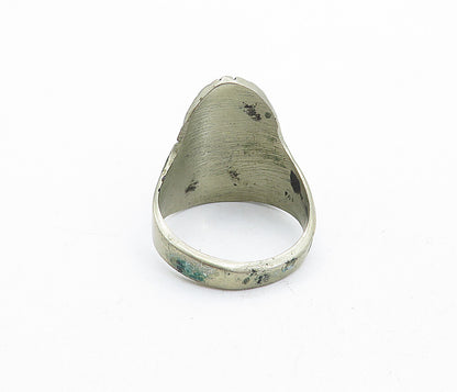 MEXICO 925 Silver  Vintage Black Onyx Sculpted Face Band Ring Sz 12  RG4212