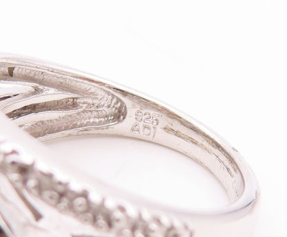 925 Sterling Silver Vintage Ring Square Triangle Smoky Quartz CZ  Sz 8  RG29197