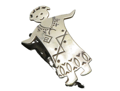 WILSON PADILLA NAVAJO 925 Silver  Vintage Etched Person Sweater Pin  TR1955