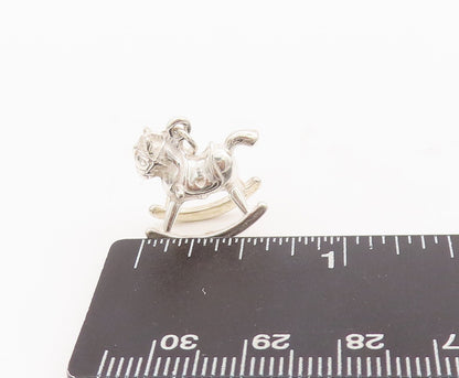 925 Sterling Silver Vintage Pendant Mini Rocking Horse Char Charm  PT23467
