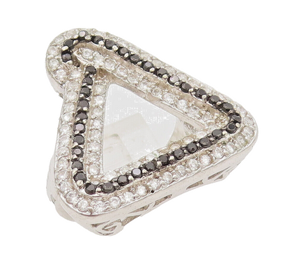 925 Sterling Silver Vintage Ring Black And White Cutout Triangle Sz 6  RG27806