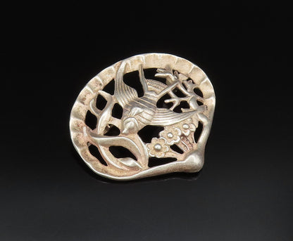 925 Sterling Silver Vintage Under The Sea Fish Scenery Brooch Pin  BP9764