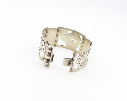 MEXICO 925 Sterling Silver  Vintage Shiny Cutout Panel Chain Bracelet  BT7093