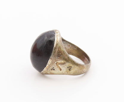 925 Sterling Silver Vintage Ring Cabochon Black Onyx Band  Sz 11.5  RG36260