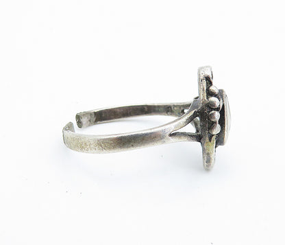 925 Silver Vintage Antique Black & White Onyx Yin Yang Ring Sz 7.5 RG7030